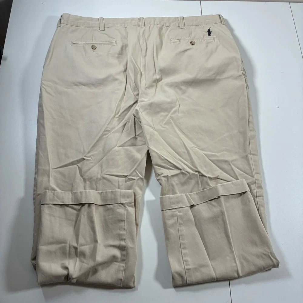 Vintage Polo Ralph Lauren Suffield Pant 42x32 Khaki Cotton Cuffed Chino 90s